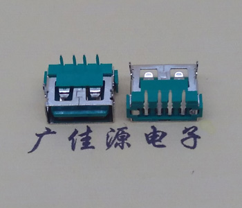 曹县USB2.0接口|AF90度母座|卧插直口|绿色胶芯