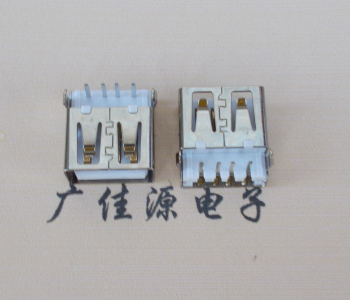 黄埔USB母座接口 AF90度沉板1.9引脚4P插件白胶芯直边